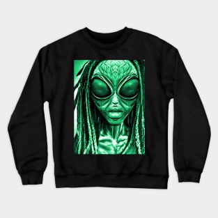 Funny Retro Dreadlock Alien Invader Vintage Sci-fi Space Planet X Crewneck Sweatshirt